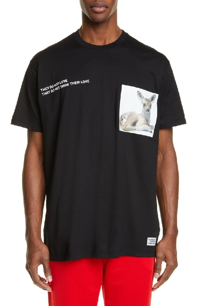 Shop Burberry Deer Print T-shirt In Black