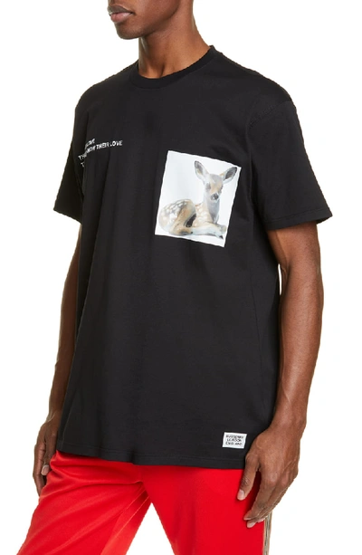 Shop Burberry Deer Print T-shirt In Black