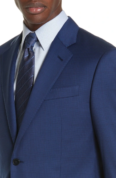 Shop Emporio Armani G Line Trim Fit Sharkskin Wool Suit In Solid Medium Blue