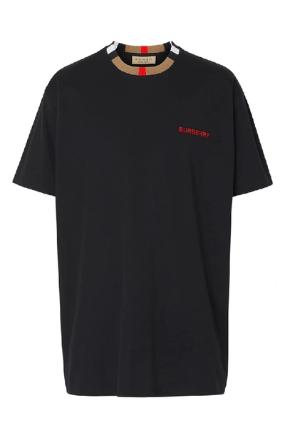 Shop Burberry Jayson Icon Stripe T-shirt In Black