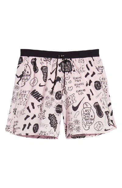Shop Nike Flex Stride Nathan Bell Shorts In Pink Foam/black/silver