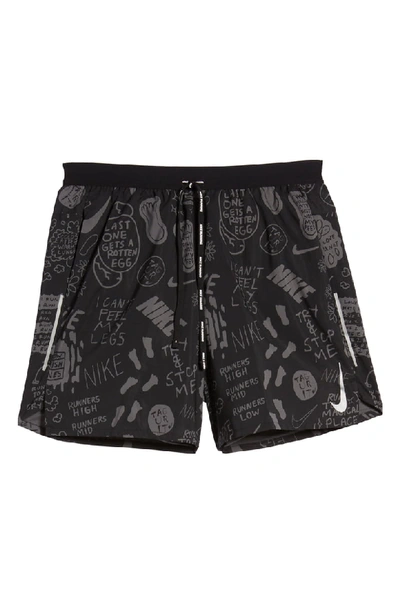 Shop Nike Flex Stride Nathan Bell Shorts In Black/ Black/ Metallic Silver