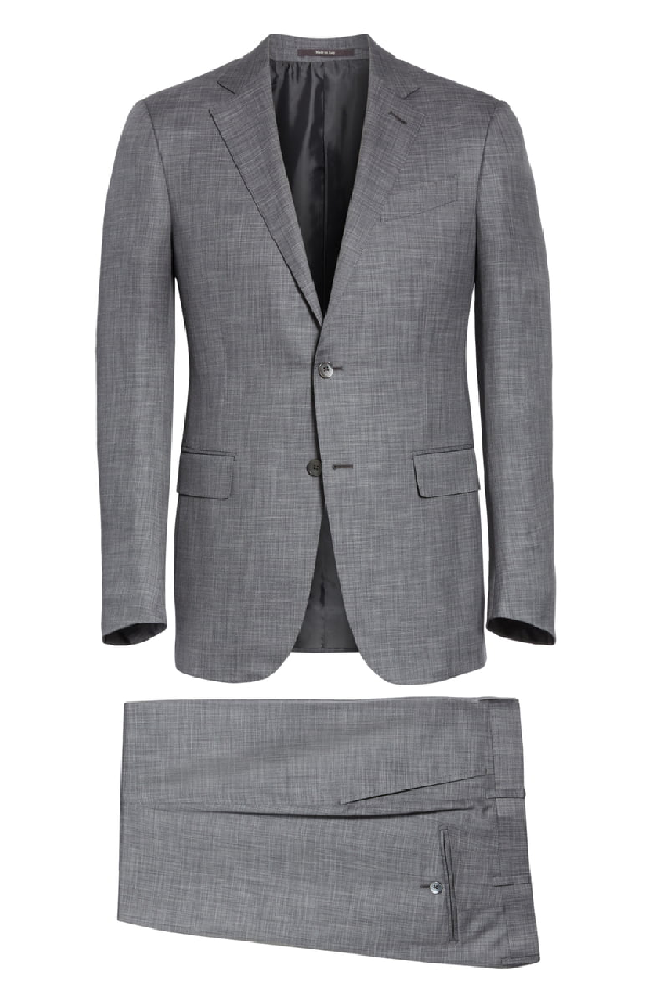 Ermenegildo Zegna Milano Trim Fit Solid Wool & Silk Suit In Grey | ModeSens