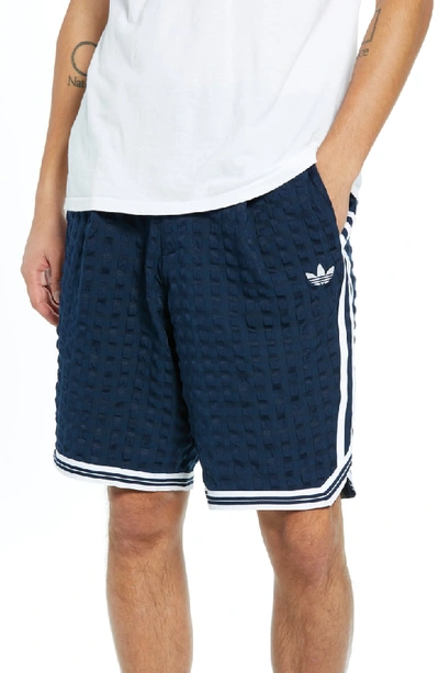 Adidas Originals Check Seersucker Shorts In Collegiate Navy/ White |  ModeSens