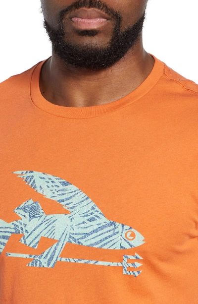 Shop Patagonia Flying Fish Regular Fit Organic Cotton T-shirt In Sunset Orange/ Rain Ferns