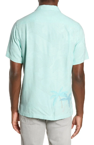 Shop Tommy Bahama Scattered Palms Classic Fit Silk Shirt In Blue Orchid