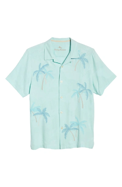 Shop Tommy Bahama Scattered Palms Classic Fit Silk Shirt In Blue Orchid