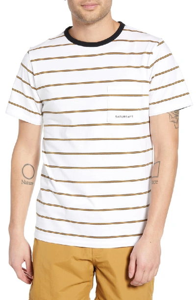 Shop Saturdays Surf Nyc Randall Stripe Pocket T-shirt In White