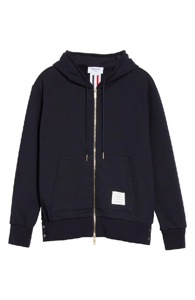 Shop Thom Browne Zip Hoodie In Navy