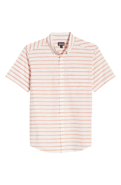 Shop Patagonia Bluffside Regular Fit Shirt In Terrain Stripe Sunset Orange
