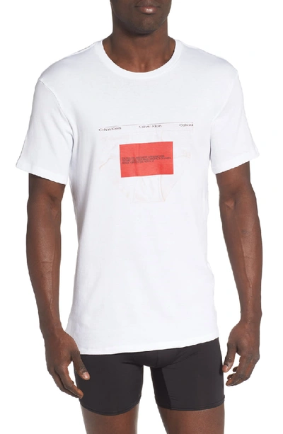 Shop Calvin Klein Crewneck T-shirt In White