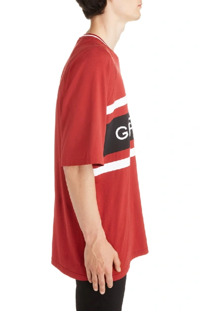 Shop Givenchy Embroidered Logo T-shirt In Dark Red
