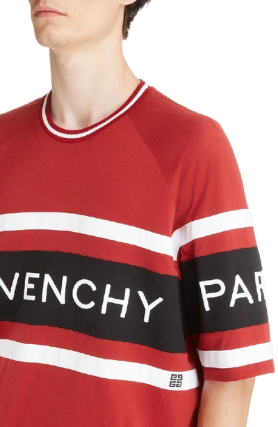 Shop Givenchy Embroidered Logo T-shirt In Dark Red