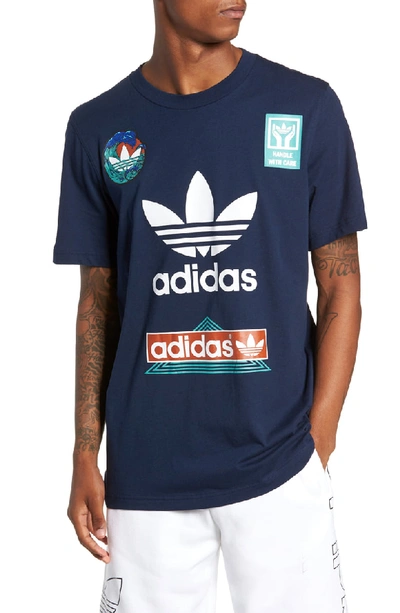 Adidas Originals Race Graphic T-shirt In Collegiate Navy | ModeSens