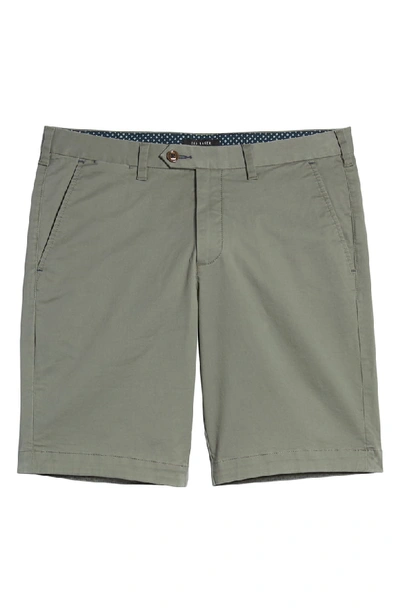 Shop Ted Baker Selshor Slim Chino Shorts In Olive