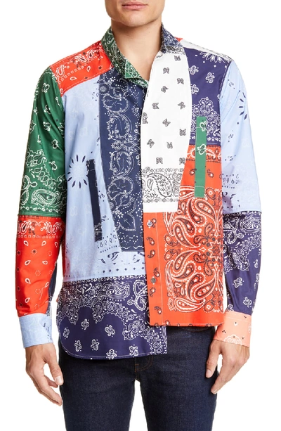 Shop Loewe Asymmetrical Bandana Patchwork Shirt In 9990-multicolor