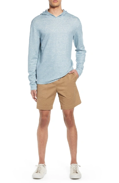 Shop Vince Cotton & Linen Blend Hoodie In Fleet/ Sail