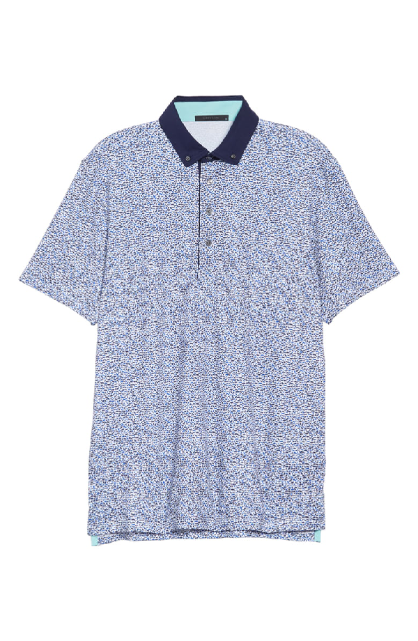 Greyson Wolf Pack Print Polo Shirt In Arctic | ModeSens