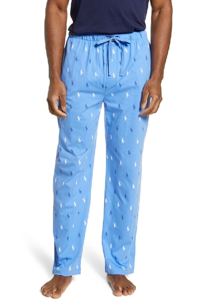 Shop Polo Ralph Lauren Allover Print Knit Lounge Pants In Harbor Island Blue