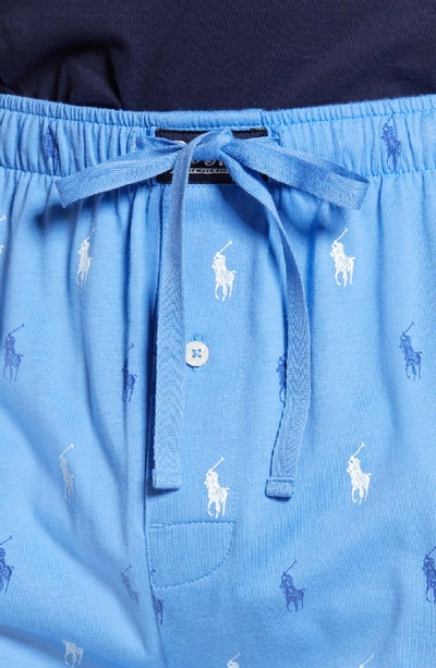 Shop Polo Ralph Lauren Allover Print Knit Lounge Pants In Harbor Island Blue