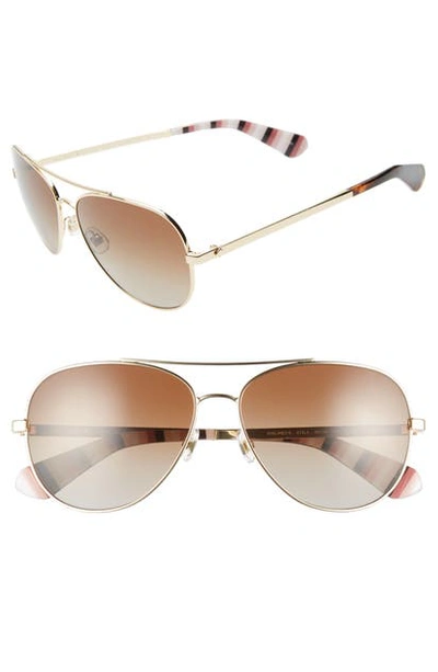 Shop Kate Spade Avaline 2 58mm Polarized Aviator Sunglasses In Silver/ Grey/ Plum