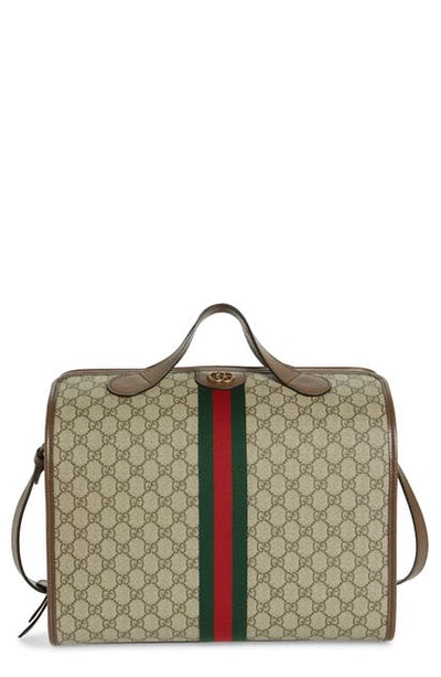 Shop Gucci Large Ophidia Gg Supreme Carry-on Duffel Bag - Beige