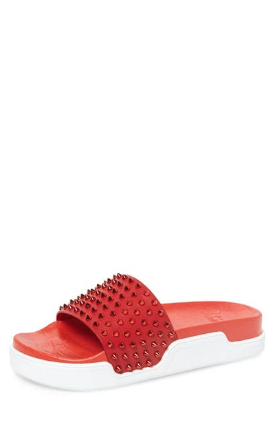 Shop Christian Louboutin Pool Fun Sport Slide In Loubi/loubi Metal