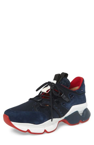 Shop Christian Louboutin Red Runner Sneaker In Version Marine