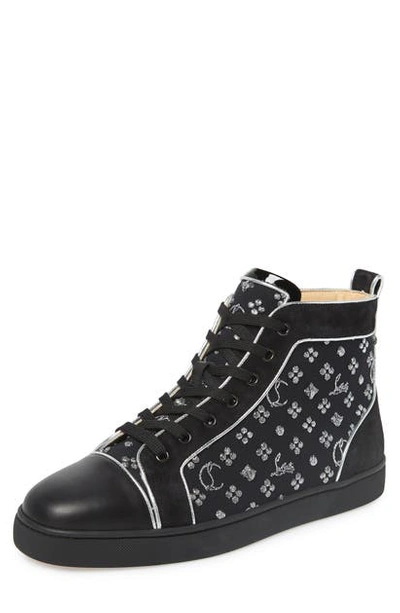 Shop Christian Louboutin Louis Orlato High Top Sneaker In Black/silver