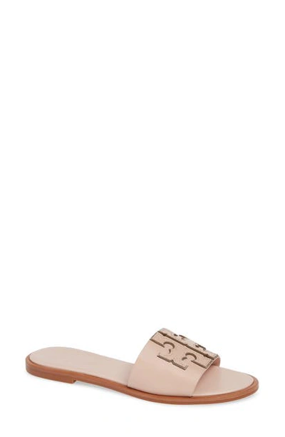 Shop Tory Burch Ines Slide Sandal In Sea Shell Pink / Silver