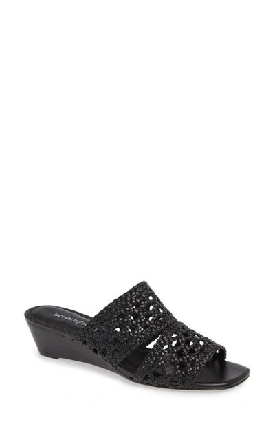 Shop Donald Pliner Albi Woven Slide Sandal In Black Leather