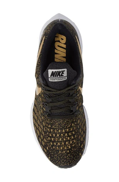 Shop Nike Air Zoom Pegasus 35 Running Shoe In Black/ Metallic Gold-wheat