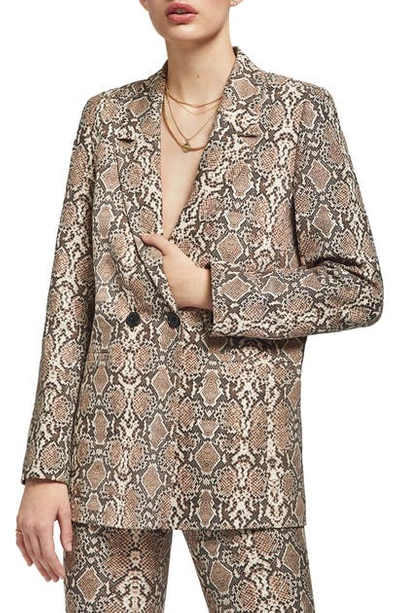 Shop Anine Bing Madeleine Blazer In Python