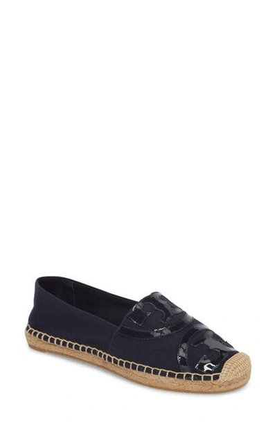 Shop Tory Burch Poppy Logo Espadrille Flat In Royal Navy/royal Navy