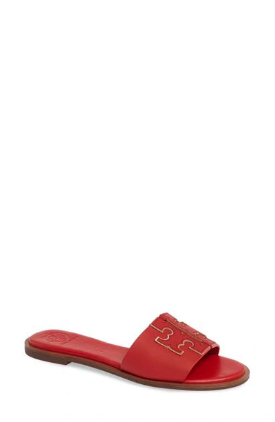 Shop Tory Burch Ines Slide Sandal In Brilliant Red/ Spark Gold