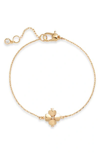 Shop Kate Spade Jewel Clover Bracelet In Clear/ Gold
