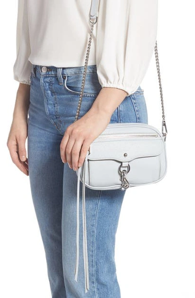 Shop Rebecca Minkoff Blythe Leather Crossbody Bag - Grey In Ice Grey