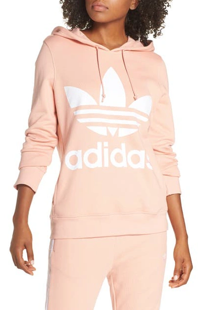 Shop Adidas Originals Trefoil Hoodie In Dust Pink