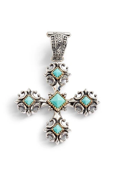 Shop Konstantino Turquoise Cross Enhancer In Silver/ Gold/ Turquoise
