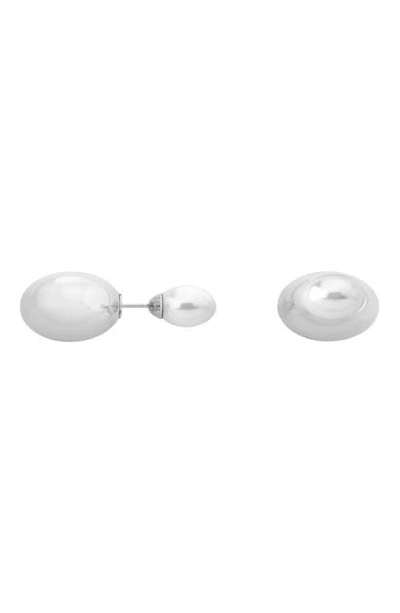 Shop Majorica Polka Double Stud Earrings In White/ Silver