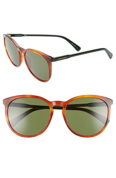 Shop Longchamp 56mm Round Sunglasses - Blonde Havana