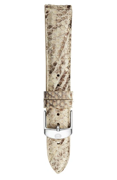 Shop Michele 18mm Leather Watch Strap In Natural Python