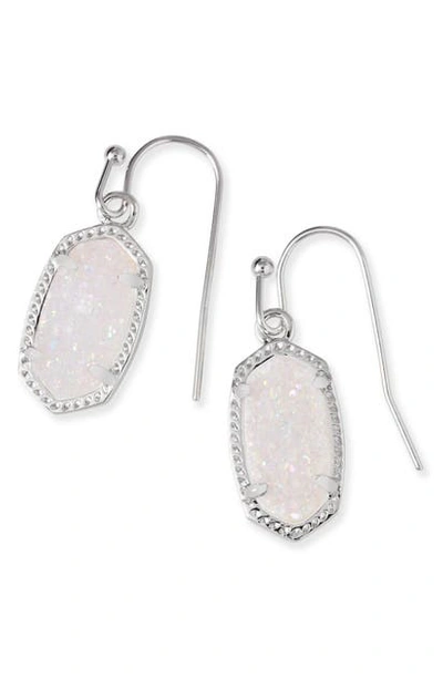 Shop Kendra Scott Lee Small Drop Earrings In Iridescent Drusy/ Silver