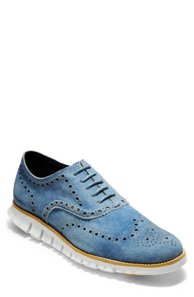 Shop Cole Haan 'zerogrand' Wingtip Oxford In Denim Blue Suede