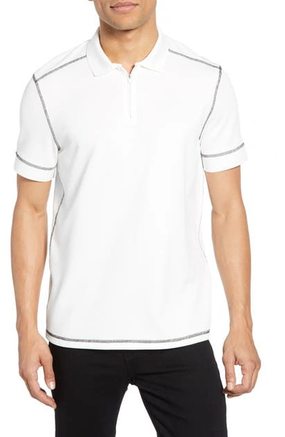Shop Vince Camuto Slim Fit Zip Polo In White W/ Black Contrast