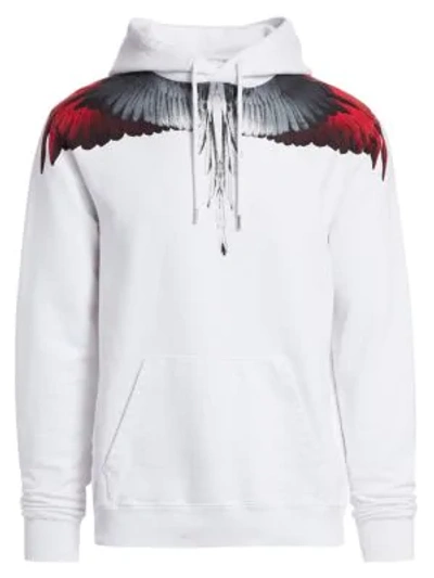 Marcelo Burlon County Of Milan Wings Cotton Hoodie In White Red ModeSens