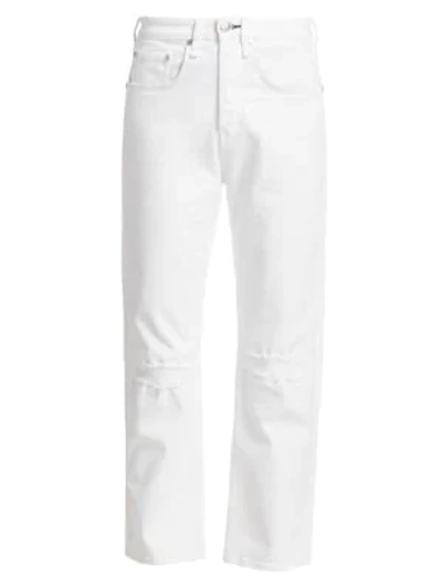 Shop Rag & Bone Maya High-rise Ankle Straight Jeans In Worn In Vintage White