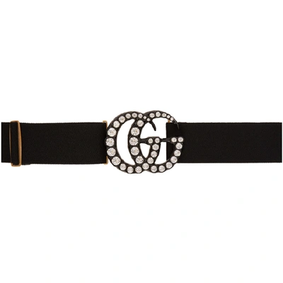 Shop Gucci Black Crystal Gg Belt In 1077 Black