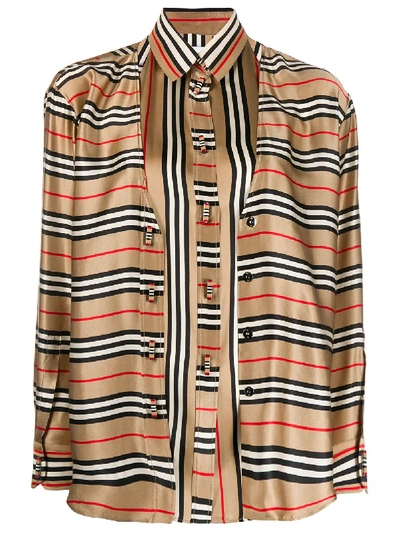 BURBERRY STRIPED CARDI-SHIRT - 蓝色