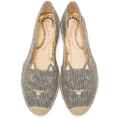 Shop Charlotte Olympia Black And White Gingham Kitty Espadrilles In Gfa0004 Mul